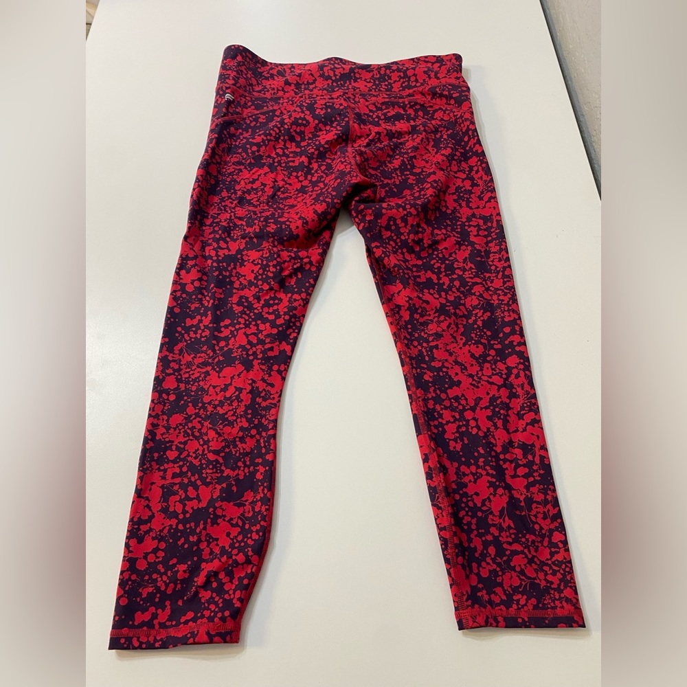 Fabletics High Rise Red And Navy Print Legging - image 4